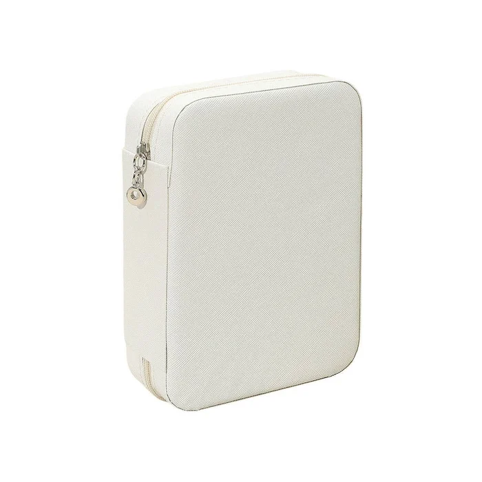 Faux Leather Portable Jewelry Box: Ivory