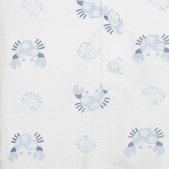 Feather Baby Crabs On White Zipper Footie