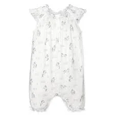 Feather Baby Horses On White Angel Sleeve Romper