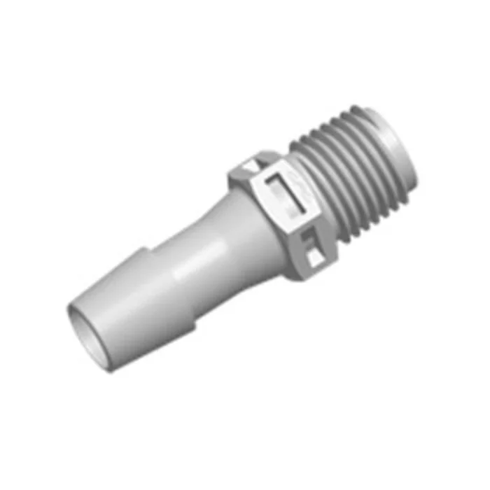 FitQuik PVDF (Kynar) Thread to Tube Straight Fitting – 1/4 NPT to 3/8 ID Barb