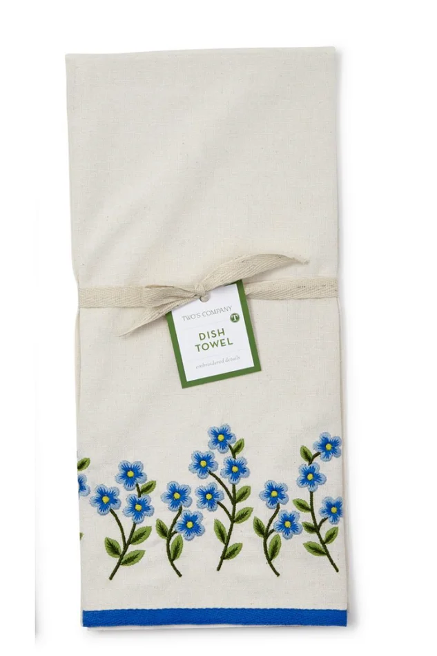 FORGET- ME -KNOT EMBROIDERED DISH TOWEL