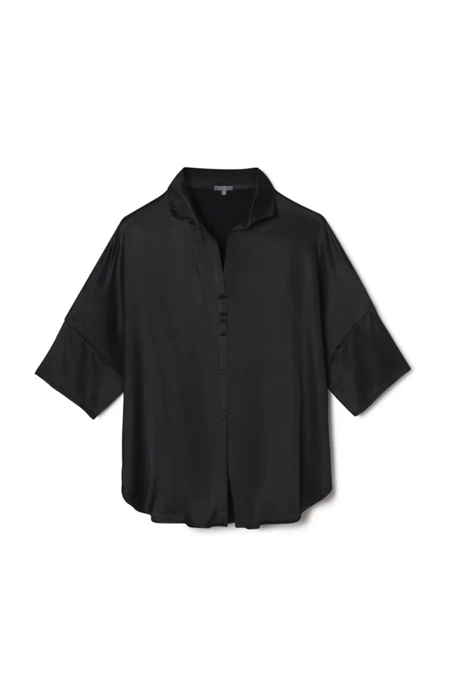 FRAN -SATIN TOP WITH COLLAR