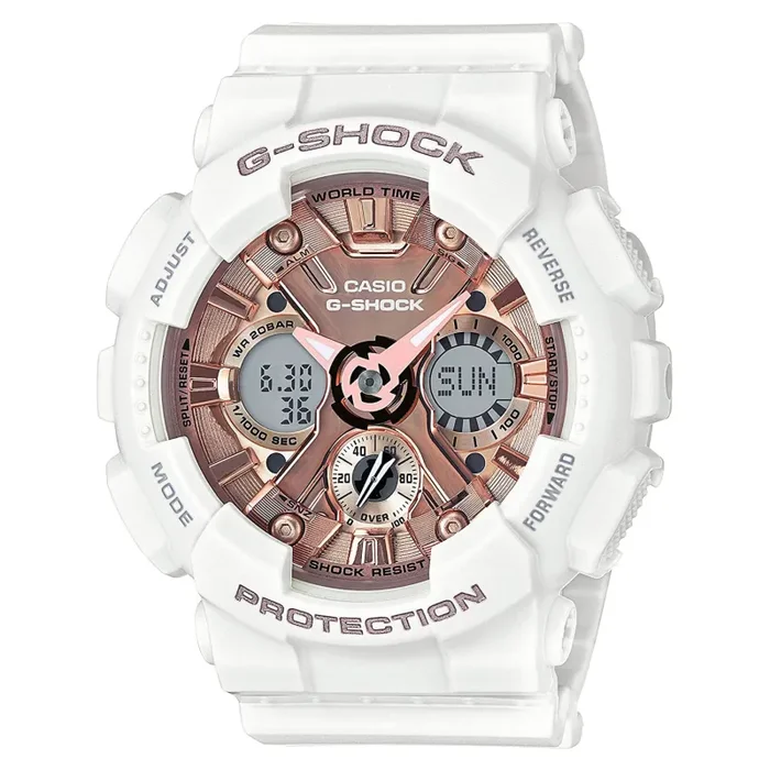 G-Shock: GMA-S120MF-7A2CR Women’s Watch – White / Rose Gold