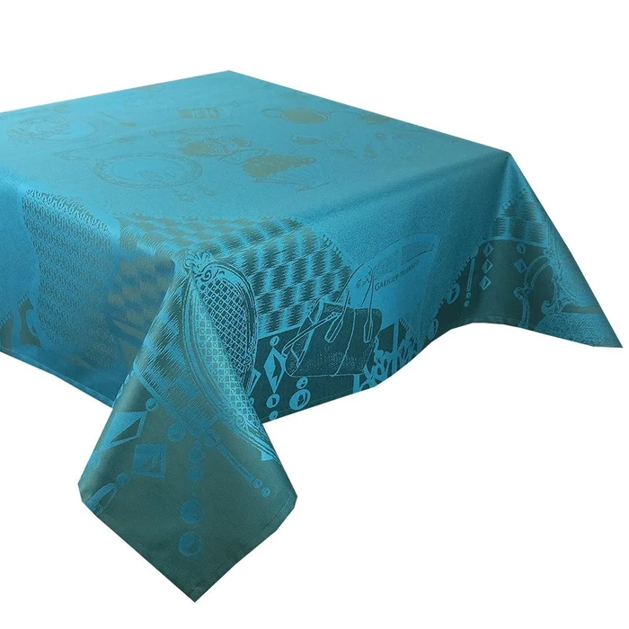 Garnier Thiebaut Entre Amis Bleu Canard 69*69 Tablecloth