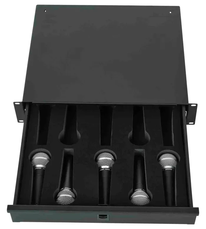 Gator Cases GRW-DRWMIC10, 10 Microphone Lockable Drawer – 2U
