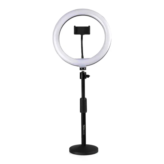 Gator Frameworks GFW-RINGLIGHTDSKTP 10-Inch LED Ring Light Stand with Phone Holder and Compact Weighted Base