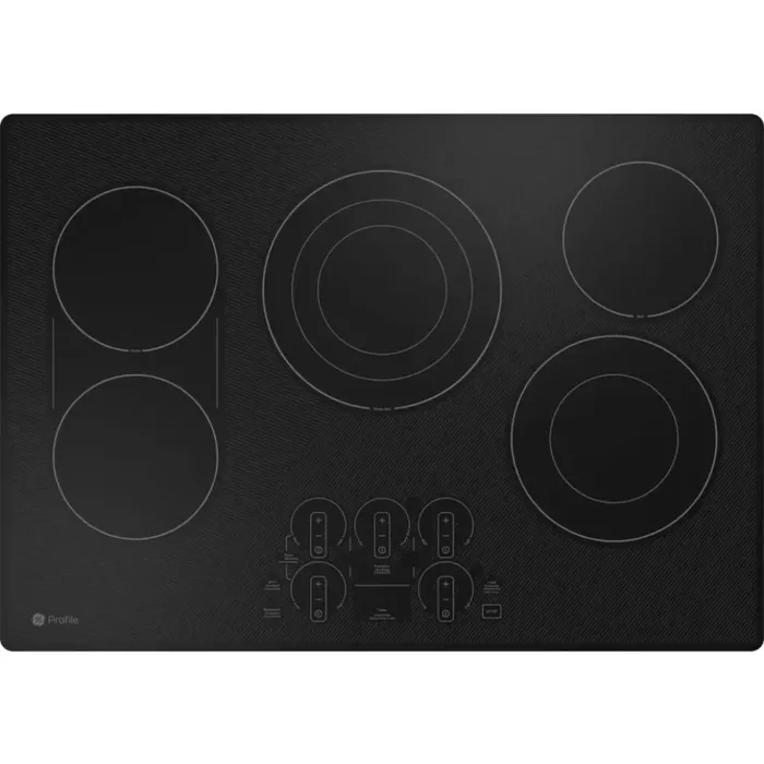 GE Profile PEP9030DTBB 30 Inch Electric Smart Cooktop with 5 Elements, Smooth Glass Surface, SyncBurners, Tri/Dual Ring Elements, Wi-Fi, Guided Cooking, Touch Controls, Power Boil, Precision Temperature Control, and ADA Compliant
