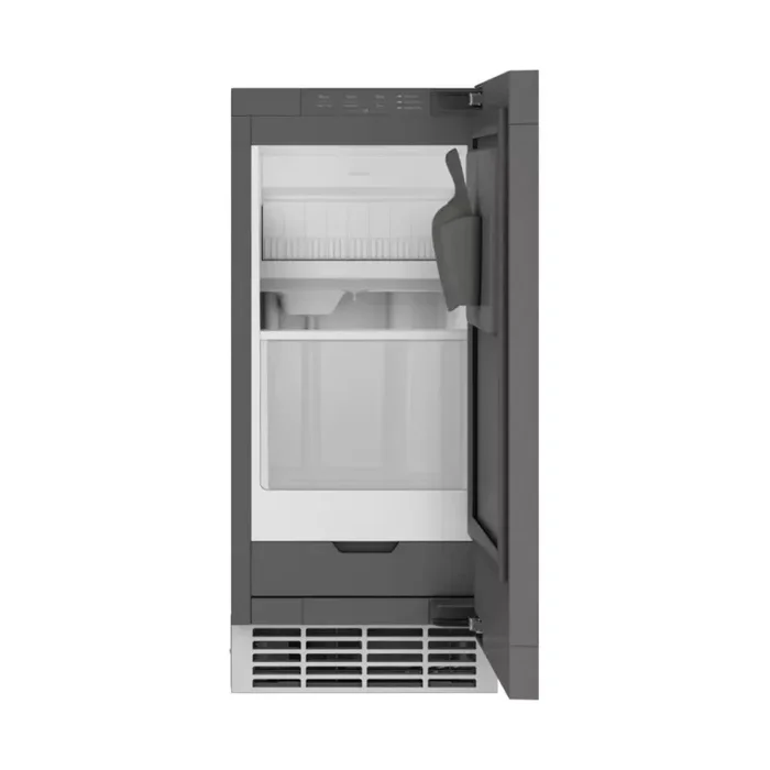 GE UCC15NPRII 15 Inch Under Counter Panel Ready Ice Maker with Clear Ice, Wi-Fi Connectivity, LED Lighting, Ice Scoop, Clean Reminder Light, 50lbs Daily Production, 26 Lbs. Capacity, and UL Listed