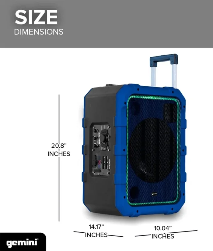 Gemini Sound MPA-2400BLU Rechargeable Weather-Resistant Trolley Speaker