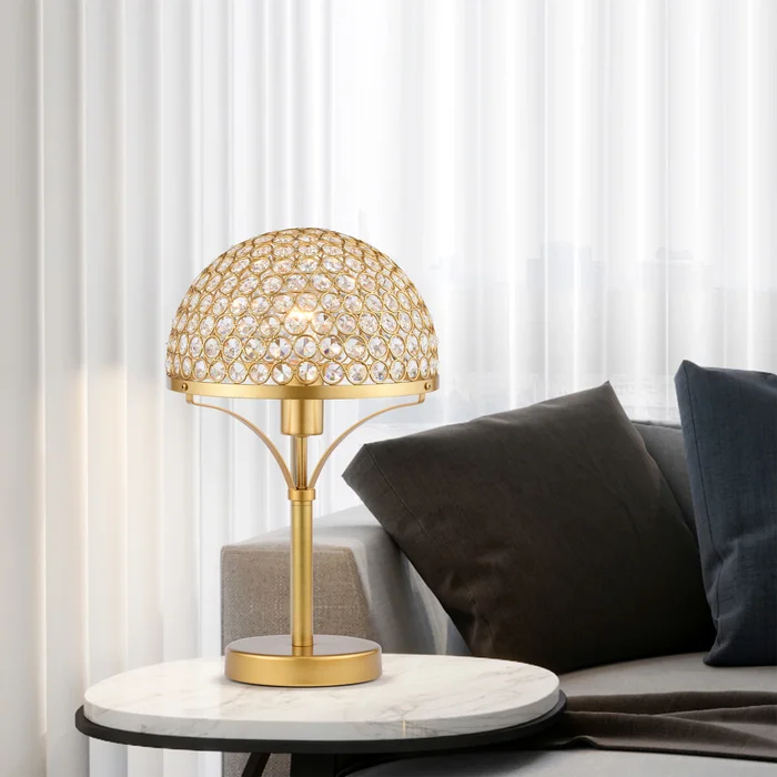 Gizella 10 Inch Glam Crystal Matte Gold Table Lamp 1-Light – N/A