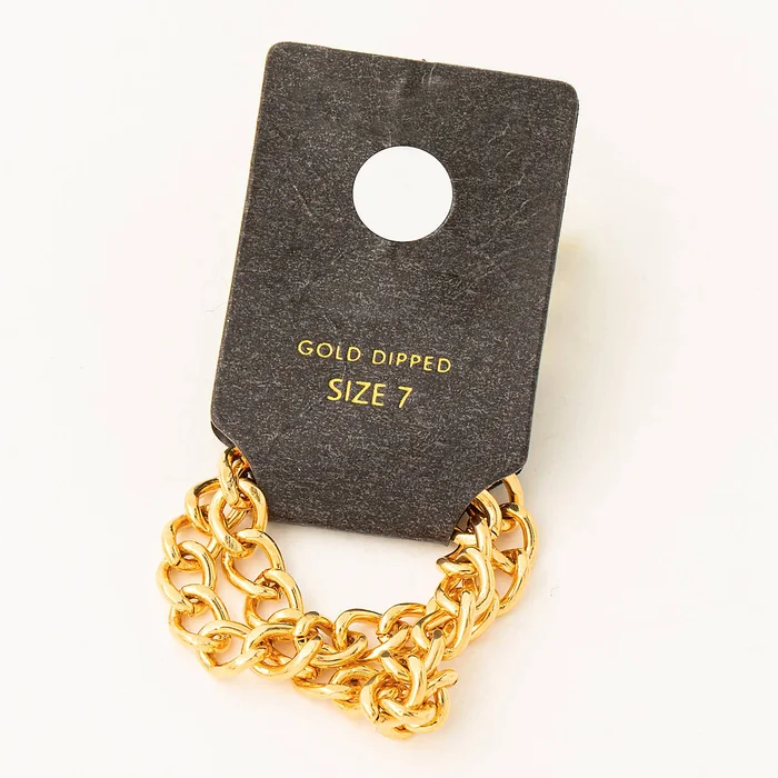 Gold Dipped Double Chain Ring: White Gold