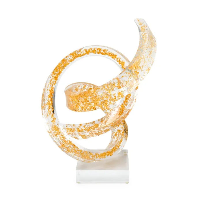 Gold Flake Twisted Lucite Sculpture (A+D)