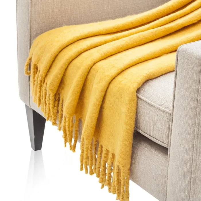 Golden Yellow Wool Throw