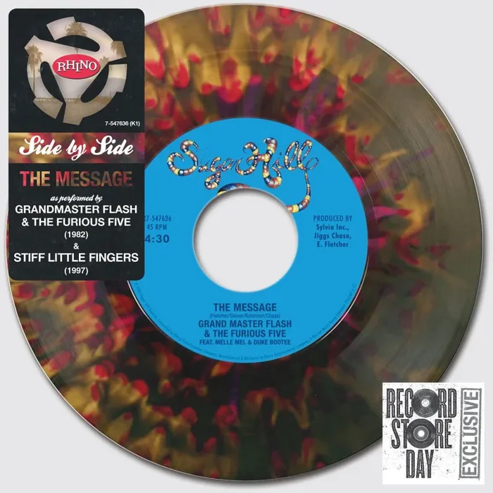 Grandmaster Flash / Stiff Little Fingers: Side By Side – The Message Vinyl 7″ (Record Store Day)