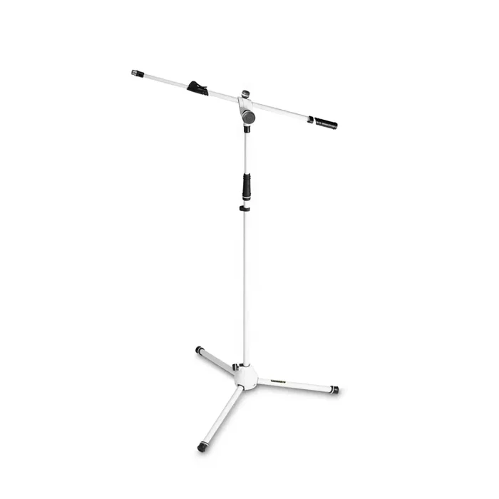 Gravity GMS4322W Microphone Stand With Folding Tripod Base and 2-Point Adjustment Telescoping Boom – White Supply