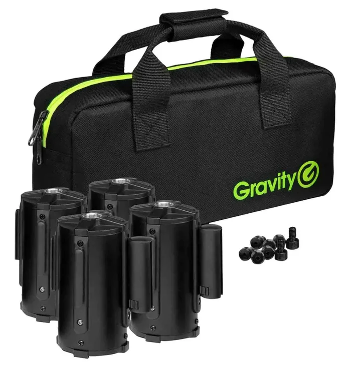Gravity SA BELT 1 B SET 1, 4 Retractable Crowd Barrier Cassettes for Stand Mounting and Bag