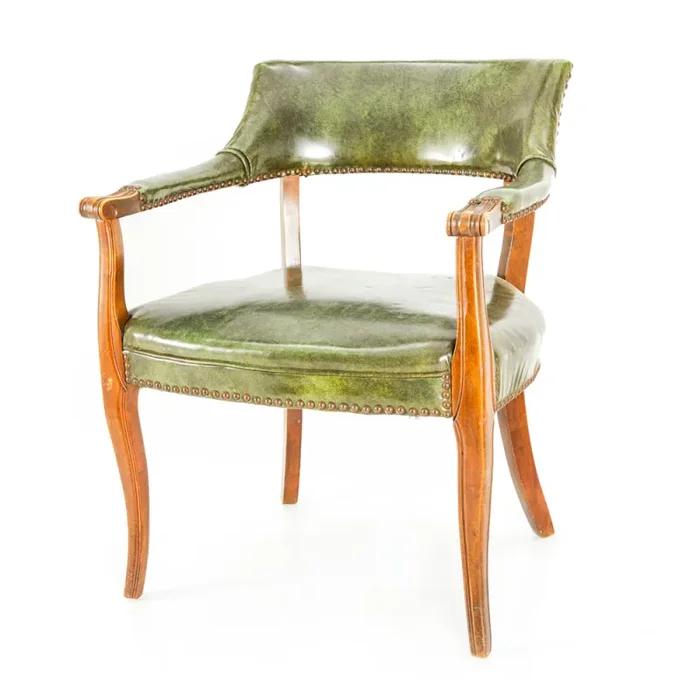 Green & Wood Mid Century Vinyl Arm Chair