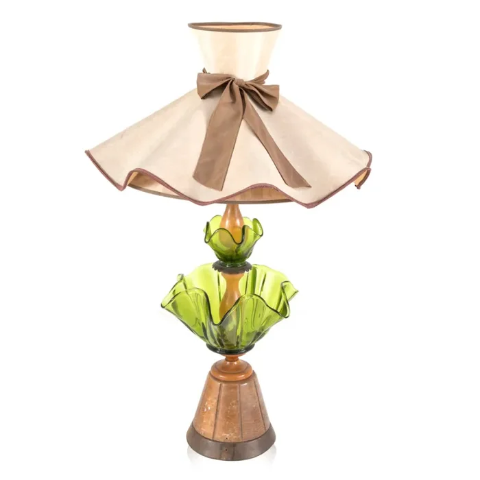 Green Wavy Glass Table Lamp