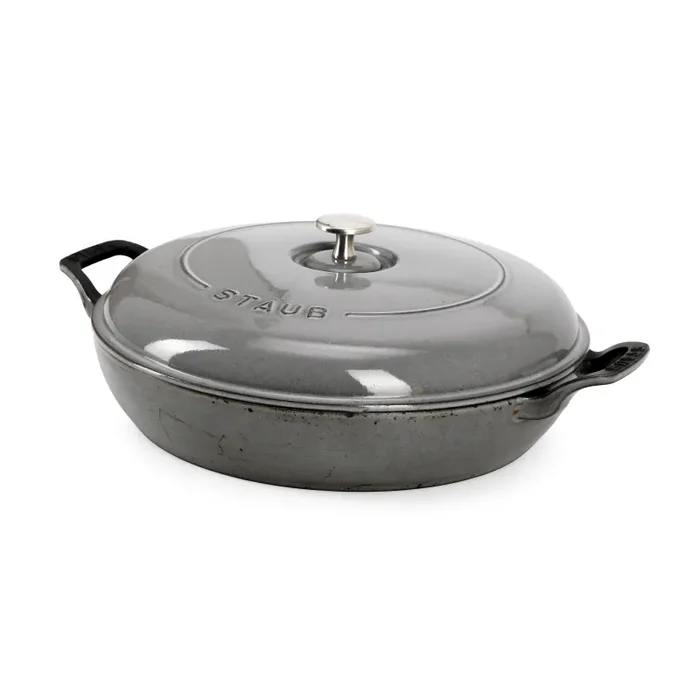 Grey Cast Iron Staub Pan (A+D) on Sale