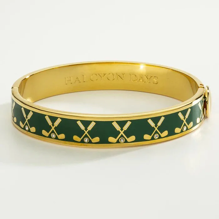 Halcyon Days Emerald Golf Club Hinged Bangle