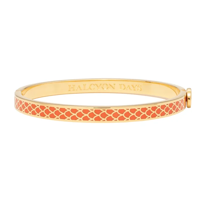 Halcyon Days Salamander Orange & Gold Skinny Hinged Bangle