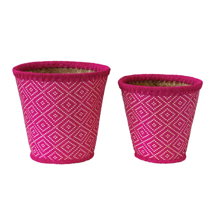 Hand-Woven Seagrass Baskets, Fuchsia