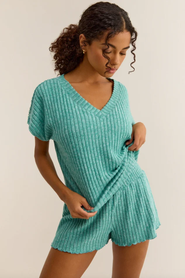 HARPER RIB V-NECK TOP