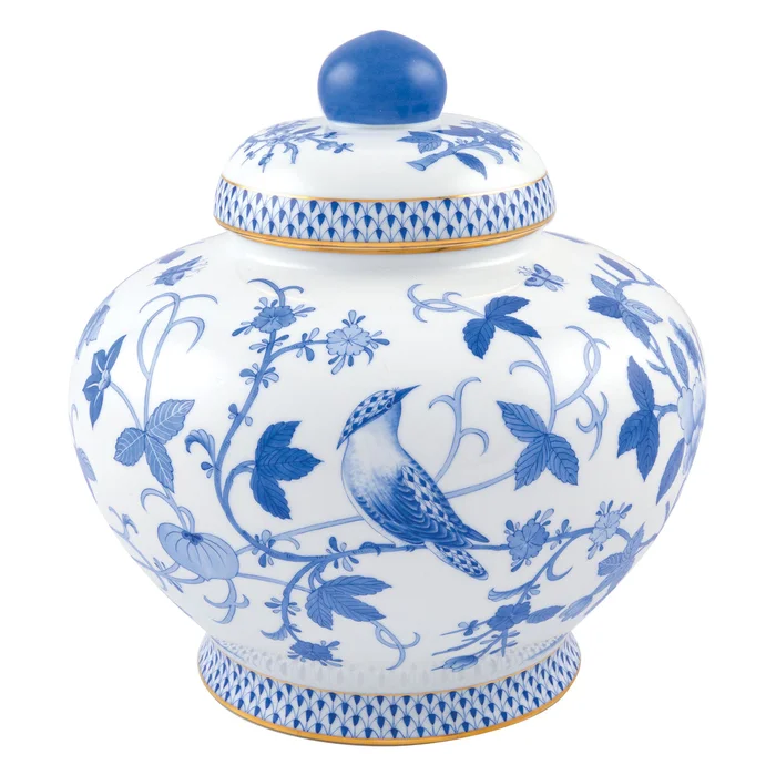 Herend Blue Peony Ginger Jar