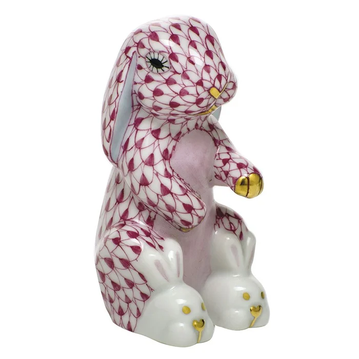 Herend Raspberry Bunny Slippers