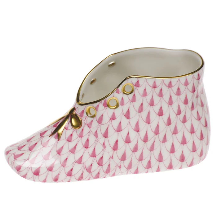 Herend Raspberry Fishnet Baby Shoe