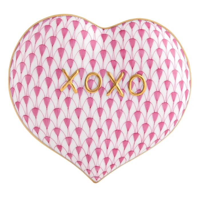 Herend Raspberry Hugs And Kisses Heart