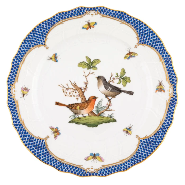 Herend Rothschild Bird Blue Dinner Plate, Motif #5