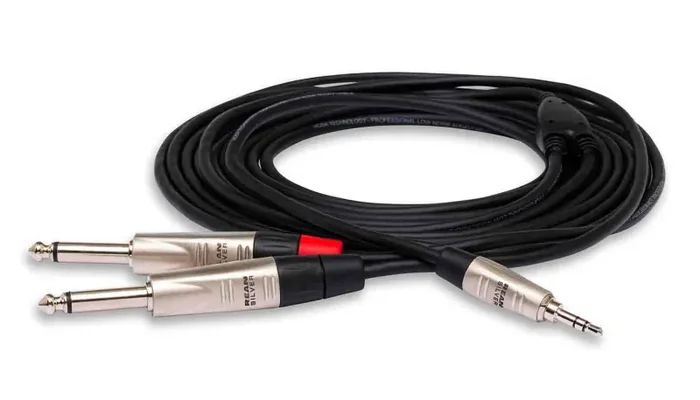 Hosa HMP-003Y, REAN 3.5mm TRS to Dual 1/4″ TS Pro Stereo Breakout Cable – 3 Feet