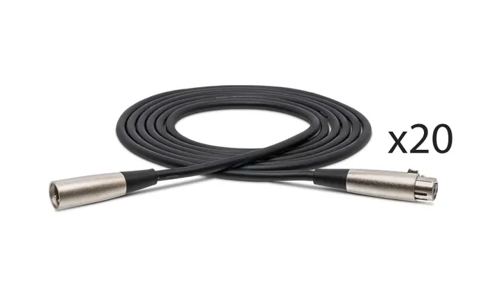 Hosa MCL-130-BULK 30 Ft Microphone Cable Package XLR3F to XLR3M – 20 Pack