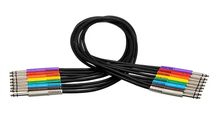 Hosa TTS-830, Balanced TT Patch Cable (8 Pack, 1 ft)