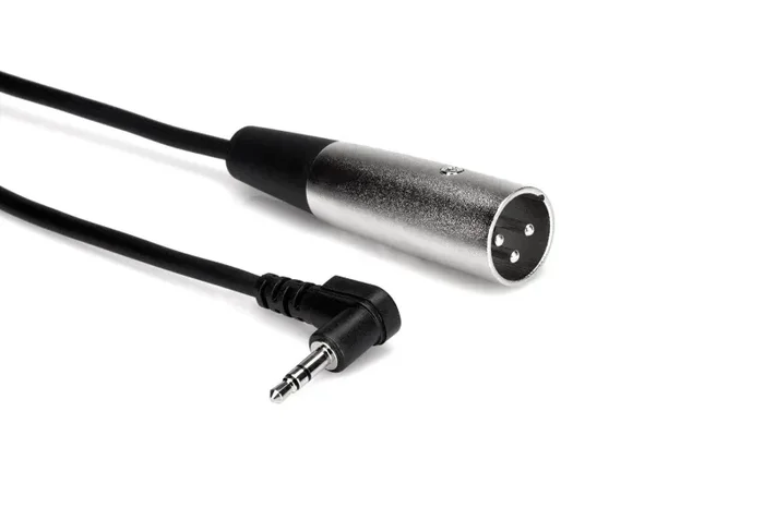 Hosa XVM-105M Microphone Cable, Right-angle 3.5 mm TRS to XLR3M – 5 Feet