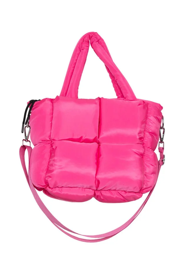 Hot Pink Puffer Tote Mini: Hot Pink