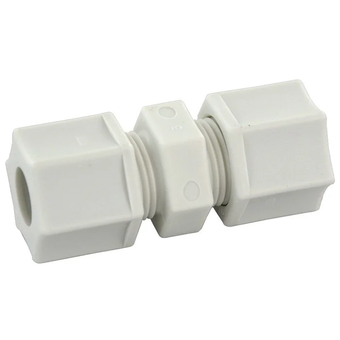 JACO 15-8-P-PG Polypropylene Union Connector 1/2 OD Tube x 1/2 OD Tube