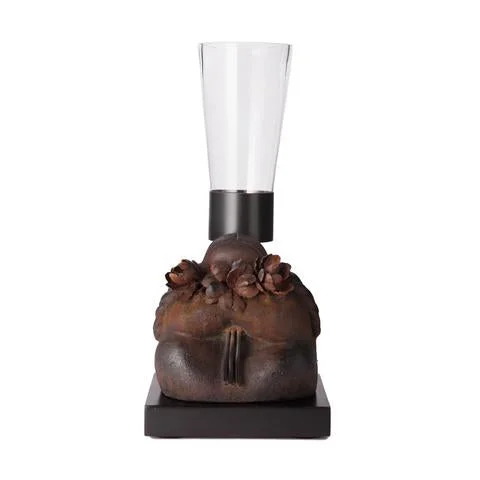 Jan Barboglio Coquetita Sculpture W/Glass Hurricane/Vase