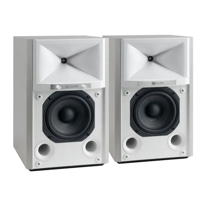 JBL: 4305P Powered Bookshelf Speakers w/ Streaming – Pair / White