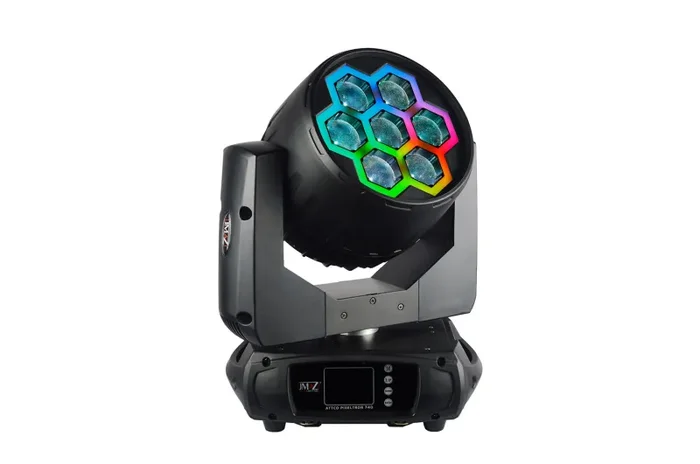 JMAZ JZ3017 280w LED Moving Head Wash PIXL TRON 740Z With Zoom (6°-60°) and 7 Quad (RGBW) 40w LEDs, LED Ring