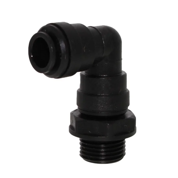 John Guest 10mm x 1/2″ (BSPT) Acetal Swivel Male Elbow – Black