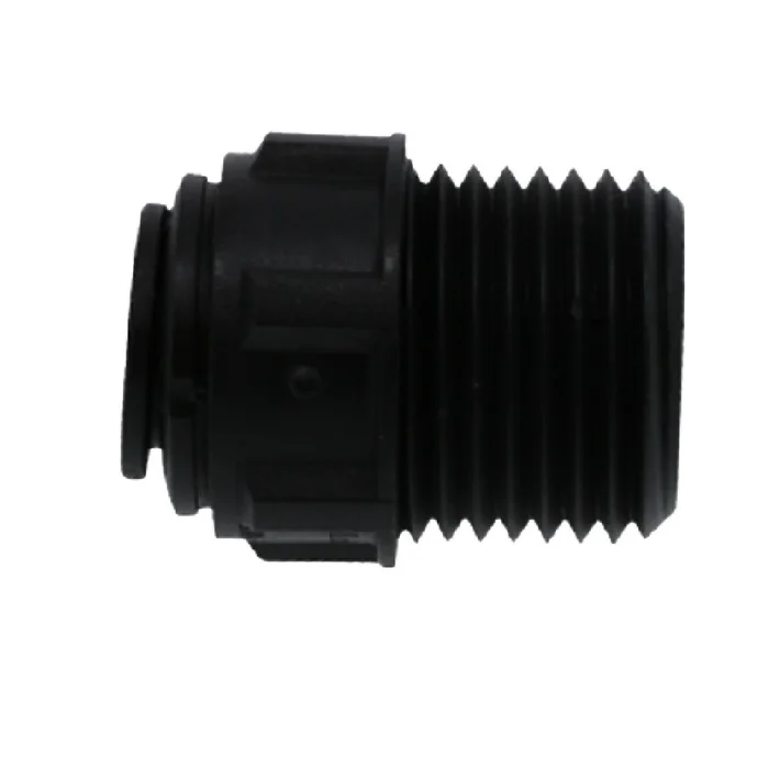 John Guest Male Connector NPTF Black Polypropylene – 3/8 x 1/2 NPTF