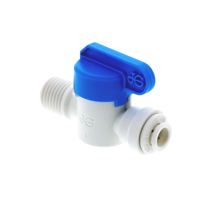 John Guest Shut-Off Valve Polypro Male NPTF – 1/4 Tube x 1/4 Male NPTF