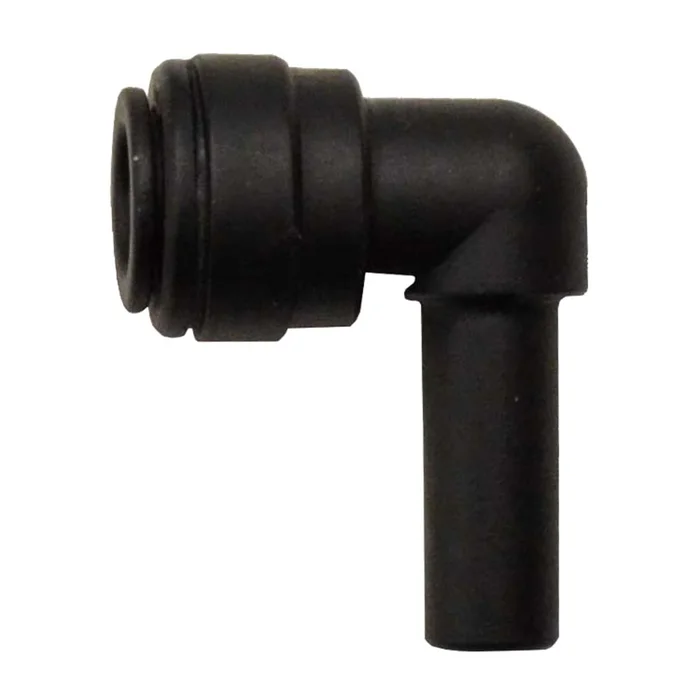 John Guest Stem Elbow Connector Black Polypropylene – 1/4 Stem x 1/4