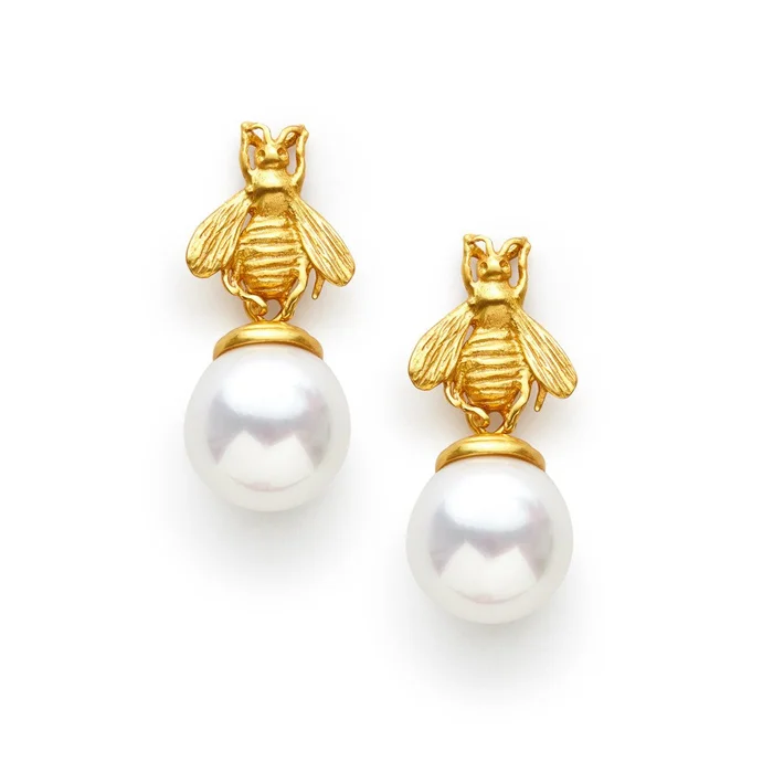 Julie Vos Bee Pearl Gold Drop Earring