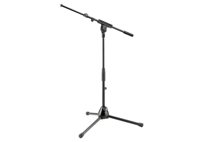 K&M 25977, Low-Level Tripod Microphone Stand with Telescoping Boom – Black