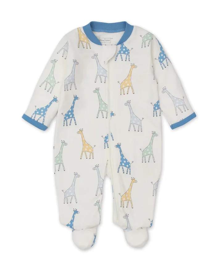 Kissy Kissy Blue Giraffe Friends Footie With Zipper