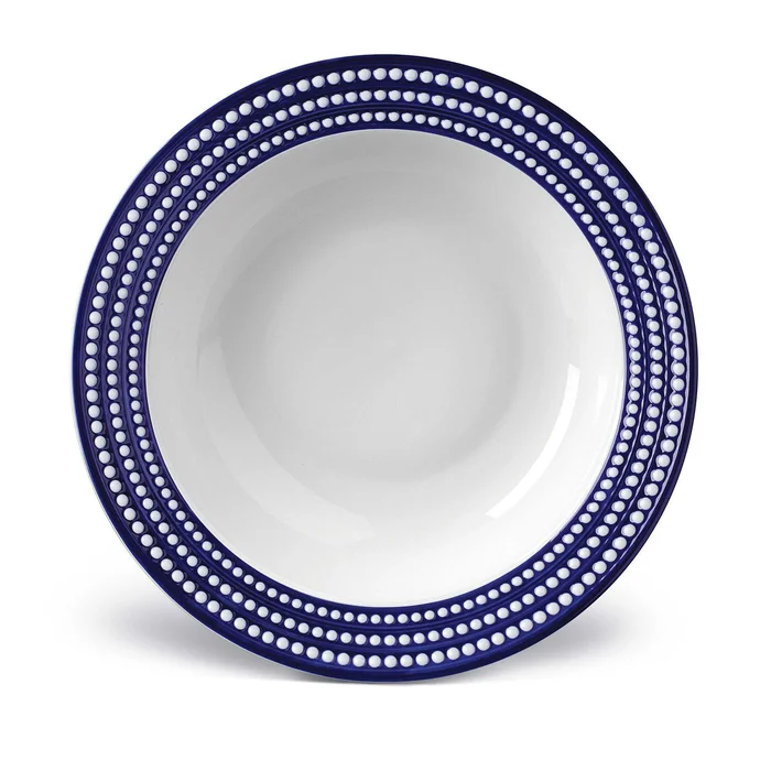 L’Objet Perlee Bleu Rimmed Serving Bowl