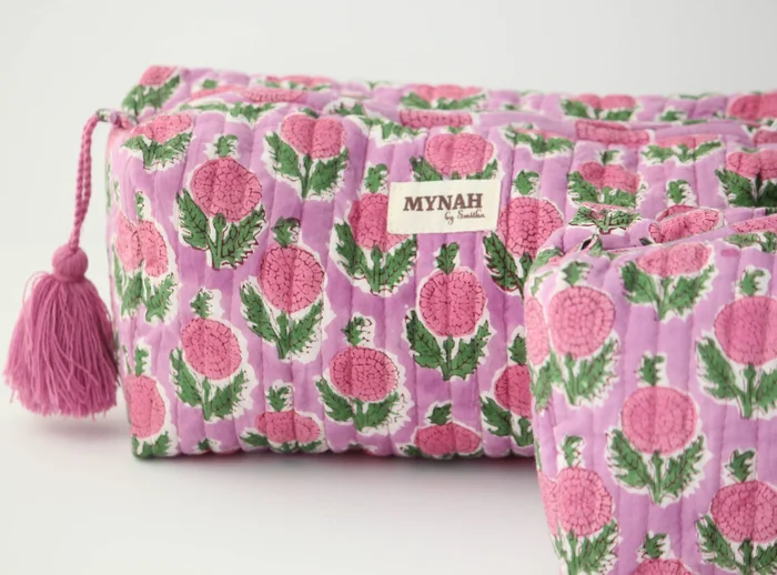 Large Berry Smoothie Floral Cosmetic Bag